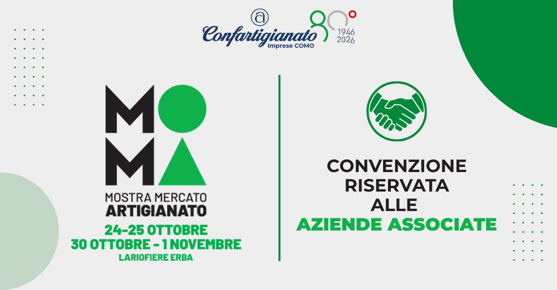CONVENZIONE MOMA 2026: UN’OPPORTUNITÀ PER PROMUOVERE LA PROPRIA ATTIVITÀ ALLA MOSTRA MERCATO ARTIGIANATO
